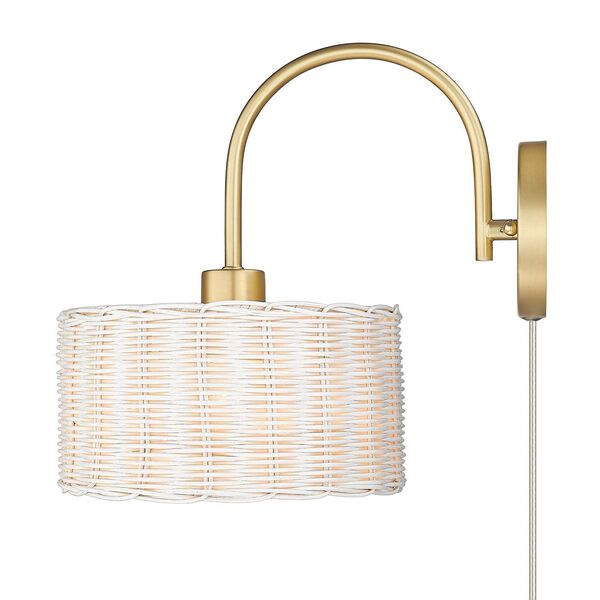 Erma Brushed Champagne Bronze One-Light Wall Sconce with White Wicker, image 5